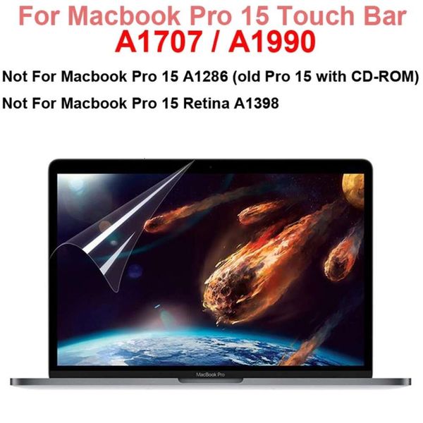 Laptop-Displayschutzfolie für Apple MacBook Pro 15 Zoll A1707 A1990 (Touch Bar), transparente Displayschutzfolie