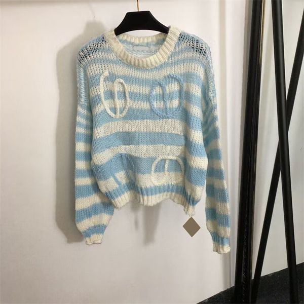 Kadın moda gevşek örgü sweaters tasarımcısı Kış Hallow Out tığ işi jumper kazak üstleri kadınlar batwing şerit kazak kıyafetleri