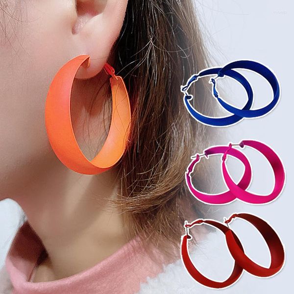 Серьги-гвоздики-обручи ярких цветов Корейская версия Индивидуальность Мода Преувеличенное круглое кольцо большого размера с широким лицом