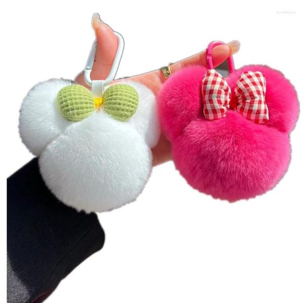 Chaveiros Real Rex Fur Mouse Boneca Pompom Chaveiro Bonito Fluffy Pingente Luz Luxo Mulheres Saco Ornamentos Presente