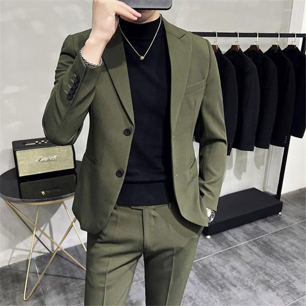 Ternos masculinos Jasper Homens Suite Slim Fit Preto Verde Casual Verão Terno Jaqueta Blazer Branco Azul Marinho Calças