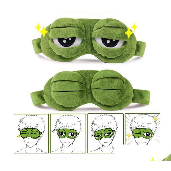 Schlafmasken Mode Kawaii Reise Augenmaske 3D Trauriger Frosch Gepolsterter Schatten Er Slee Geschlossen/Offen Lustige Drop Lieferung Gesundheit Schönheit Vision Care Dhxyi