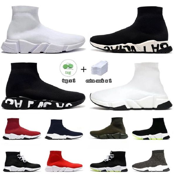 Designer-Socken, Schuh-Socke, Freizeitschuhe, Speed-Trainer, Herren-Damen-Stiefel, Graffiti, dreifach schwarz, weiß, vollrot, zum Schnüren, Oreo Volt, Luxus-Marken-Plateau-Sneaker