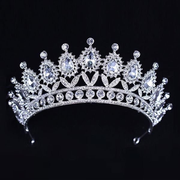 Luxo prata cristais coroas de casamento frisado tiaras de noiva strass cabeça peças bandana barato acessórios para o cabelo concurso coroa314n