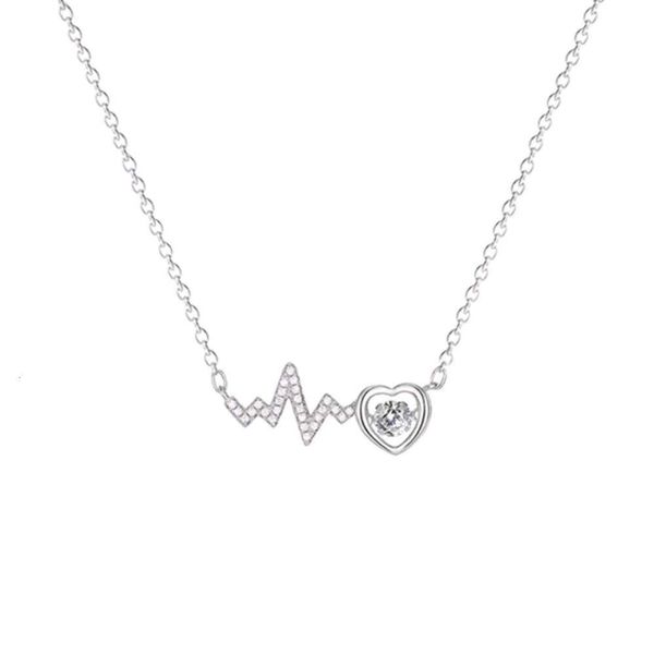 Luxus Licht Mode Persönlichkeit EKG Smart Titan Schlüsselbein Kette Femininen Stil Trend Micro Intarsien Liebe Anhänger Halskette Schmuck