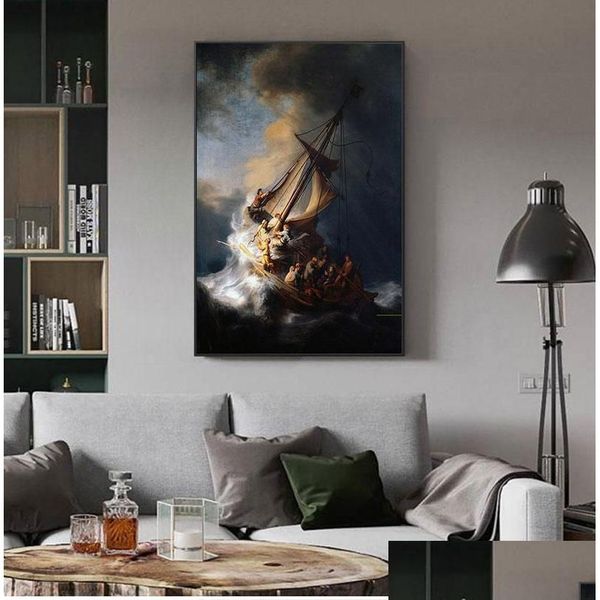 Pinturas Rembrandt Navio Canvas Pintura a óleo HD Wall Art Imprime Imagem para sala de estar moderna decoração de casa cartazes 1 peça sem gota de otopt