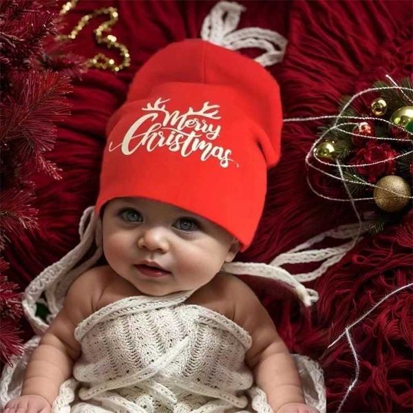 Bebê recém-nascido gorro chapéu boné com carta de feliz natal para meninas e meninos foto adereços presente 230920