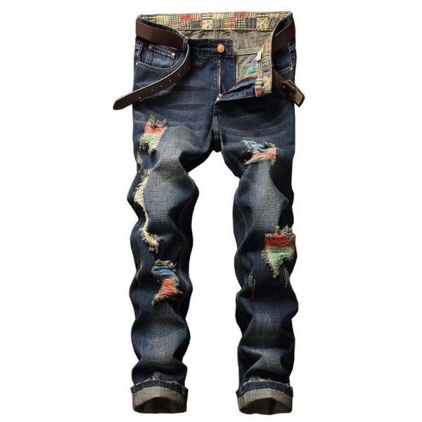 Jeans para hombres El Barco Algodón Agujeros rasgados Hip Hop Denim Hombres Otoño Streetwear Rayado Moda Pantalones Masculinos Suave Vintage Slim T216Z