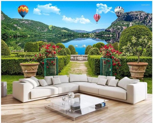 Wallpapers personalizado po mural 3d papel de parede jardim é sombreado pela paisagem dos grandes lagos decoração de casa murais de parede para paredes 3 d