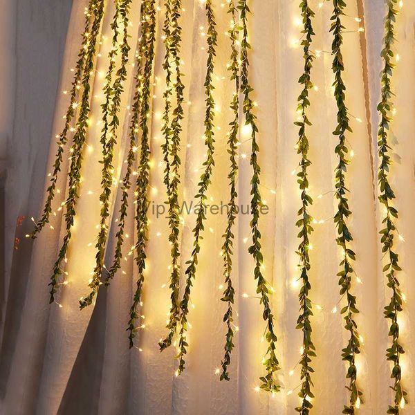 LED String Party 3x1m 300 LED Yapay Bitki Ivy Yaprak Vine Perde Dize Işık USB 8 Modlar Noel Icicle Light Firecracker Peri Işık HKD230919