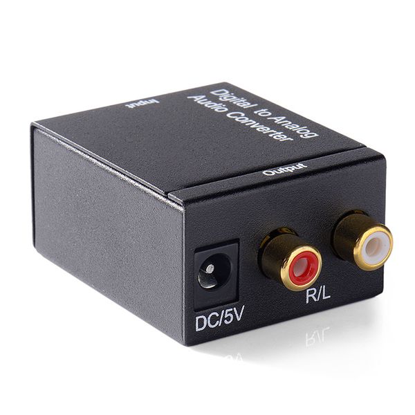 Conversor de áudio digital para analógico Adaptador de som óptico coaxial Toslink RCA LR com cabo