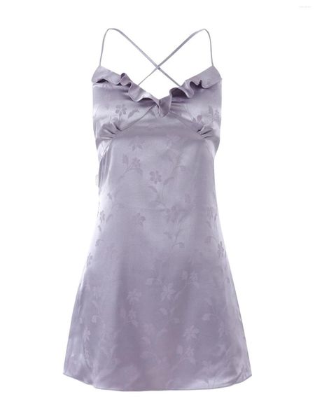 Женская одежда для сна, женская атласная сорочка с кружевной отделкой, ночная рубашка, элегантное платье-комбинация с цветочным принтом и регулируемыми бретельками