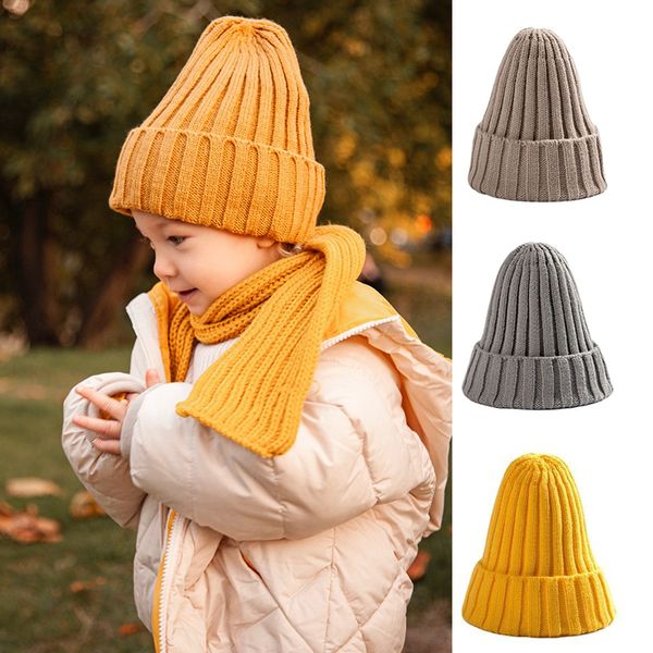 Chapéus Chapéus Cor Sólida Malha Bebê Beanie Inverno Primavera Quente Crochet Meninos Meninas Chapéu Criança Crianças Cap Bonnet 230919