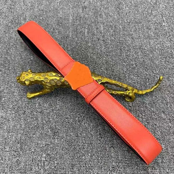 Cintura per uomo in vera pelle 3,8 cm di larghezza Uomo Donna Cinture di design Fibbia per la testa Cintura da donna Cintura Cintura Ceintures Accessori Arancione Rosso