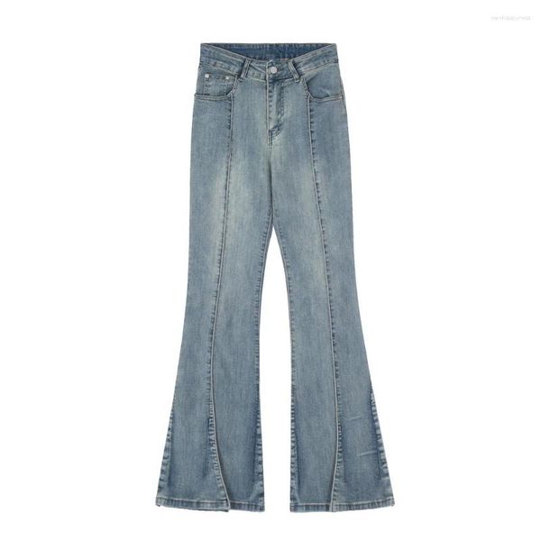 Jeans masculinos 2023 moda y2k costura denim estilo queimado high street solto calças largas calças ins tendência esfregando