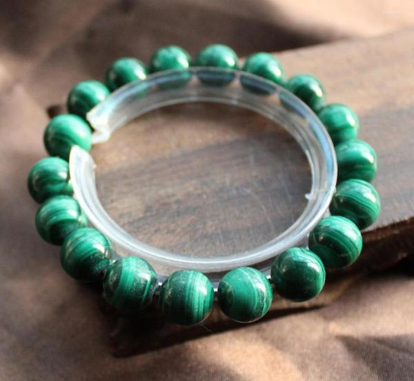 Strang natürliches Chrysokoll-grünes Malachit-Armband mit runden Perlen, 12 mm