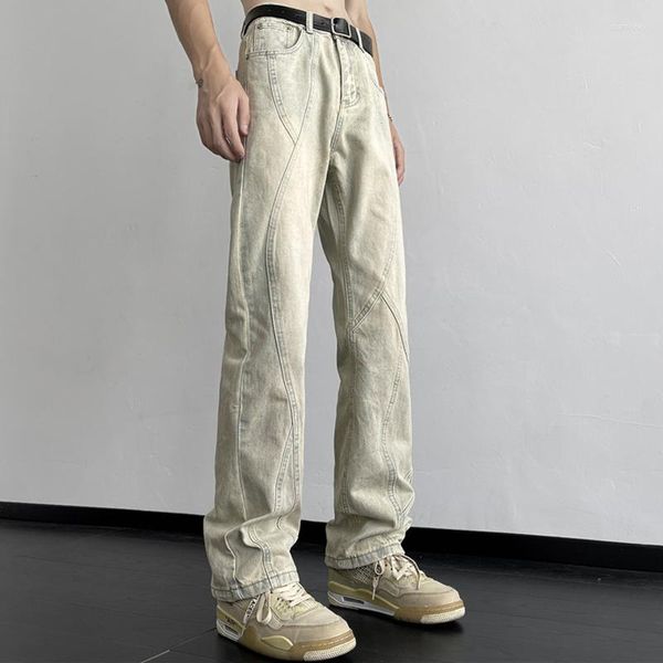 Jeans masculinos marca de moda parecem magros para homens retro hip hop skate dança na moda calças masculinas plus size street wear denim calças homem