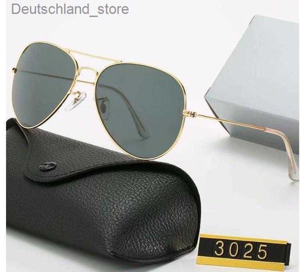 Sonnenbrille Designer 3025R für Männer Rale Ban Brille Frau UV400 Schutz Shades Echtglaslinse Gold Metallrahmen Fahren Q230919