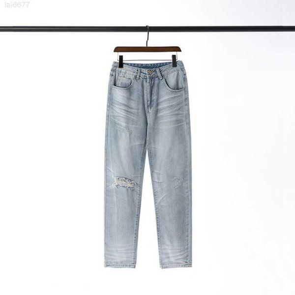 Fog Double Thread Essentials 21fw Nova Indústria Pesada Lavada Velha Danificada Calça Jeans Casual3esq