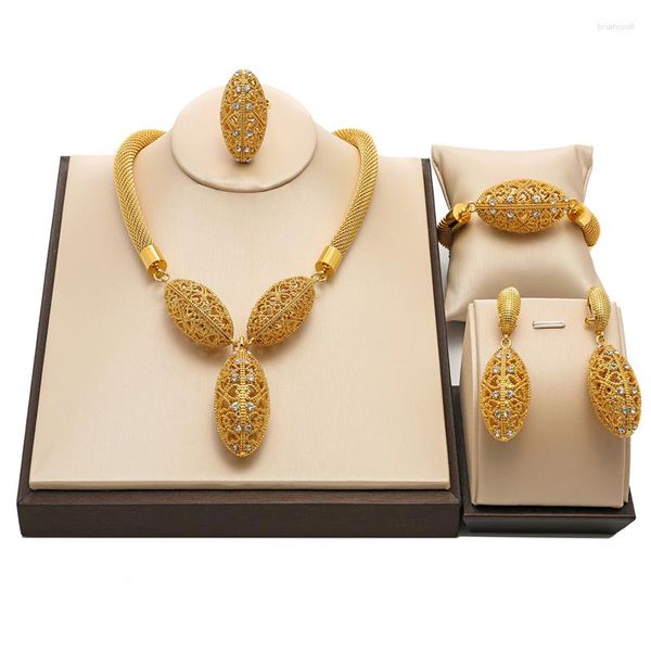 Set di orecchini e collane I più venduti Dubai, gioielli placcati in oro 24k, qualità da donna, matrimonio africano, da donna, esagerano la sposa