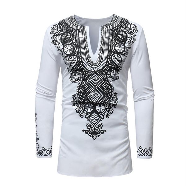 RICHE BAZIN африканская одежда, новая мужская футболка в африканском стиле дашики с национальным ветровым принтом и v-образным вырезом, с длинными рукавами, большие размеры 212N