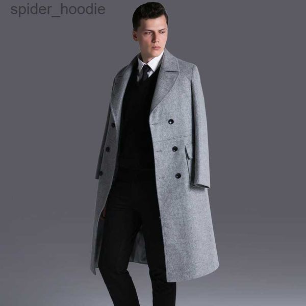 Misto lana da uomo S-6XL! 2016 UOMO nuova moda Cappotto di lana sopra il ginocchio New England doppio petto lungo cappotto di lana plus size abbigliamento trench L230919