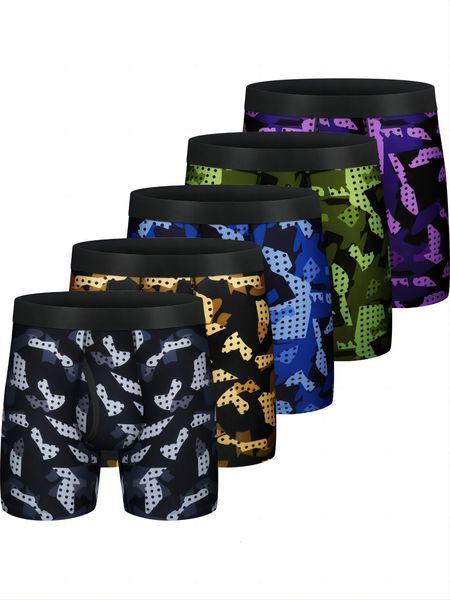 UNDUPTS 5 PCS MENS BOXER KISA KULLANIM HIZLI Kuru Spor Polyester Boxer Brifings Yok 6 İç Çamaşır Erkekler için Fly 230919