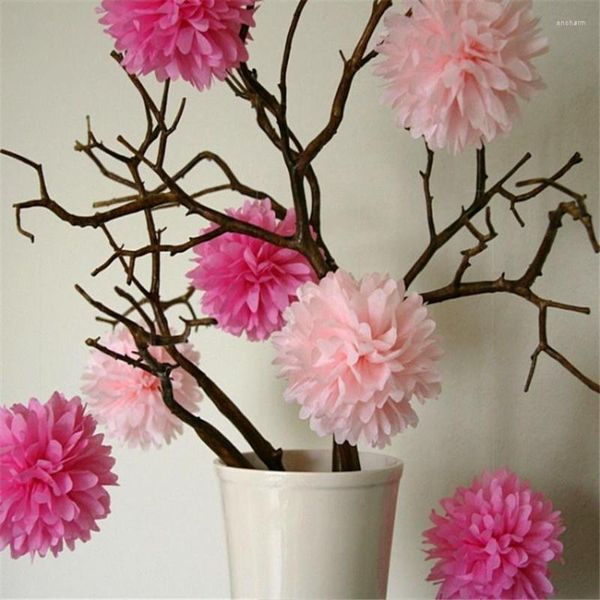 Flores decorativas 10 peças bolas de flores de papel pom para decoração de casamento diy carro artificial 5z