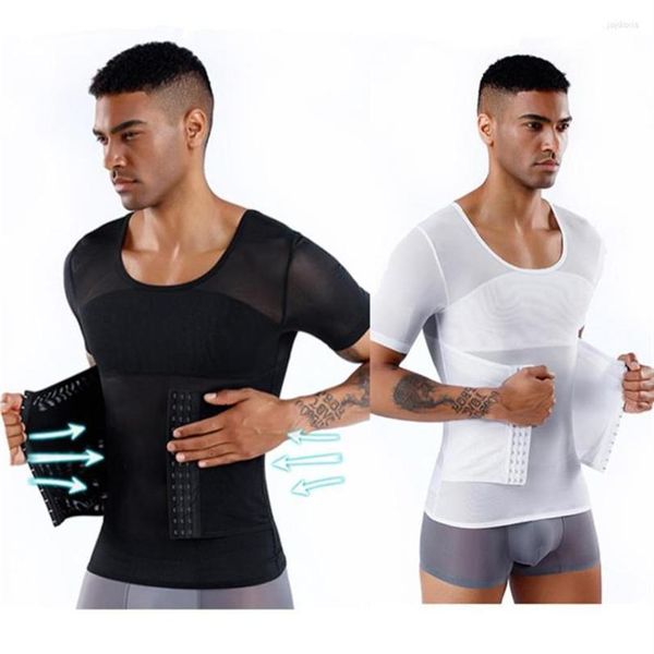 Erkekler Vücut Shapers Karın Zayıflama Korse Erkekler Bel Eğitmeni Sıkıştırma T-Shirt Şakacı Gynecomastia Shapewear İnce Yelek TUMM287D