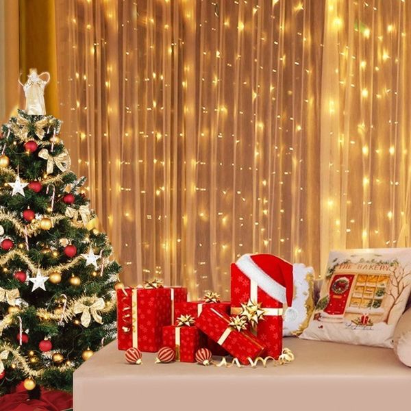 Diğer Etkinlik Partisi Malzemeleri Noel Perde Garland LED Işıklar String USB Uzaktan Kumanda Peri Düğün Tatil Dekorasyonu Yatak Odası Evi Açık Mekan 230919