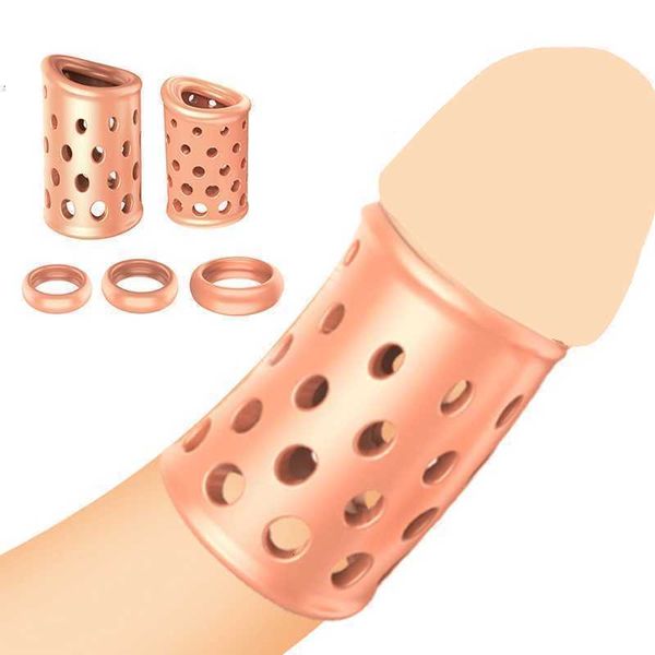 Giocattolo del sesso Massaggiatore 5 pezzi / set Anello del rubinetto Anelli del prepuzio del pene Ritardo Tempo di blocco Sprem Gabbia di castità Ingrandimento Erotico per uomini Negozio per adulti