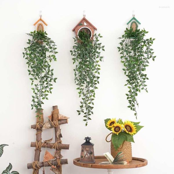 Dekoratif çiçekler 1pcs 85cm yapay asılı bitki simüle edilmiş datura asma yeşil saksı kapalı kapalı dış mekan düğün dekorasyonu