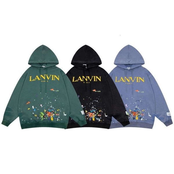 Tasarımcı Moda Giyim Lüks Erkek Sweatshirts Galeriler CO STERTS Yıldız Yıldız Üst Body El Boyalı Yıkanmış Pamuklu Kapşonlu Sweater Erkekler ve Kadınlar İçin RFZ3