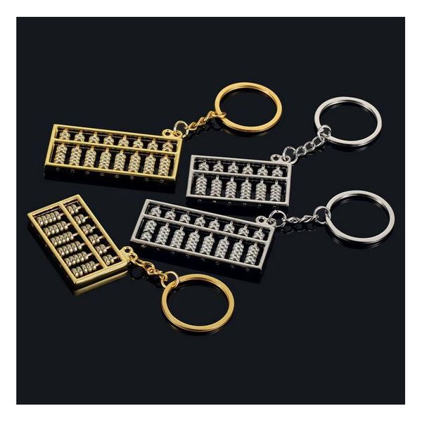Portachiavi Abacus 6 File 8 Portachiavi in metallo Vento cinese Oro Sier Catena Ciondolo Accessori moda Consegna di goccia Dhqfh