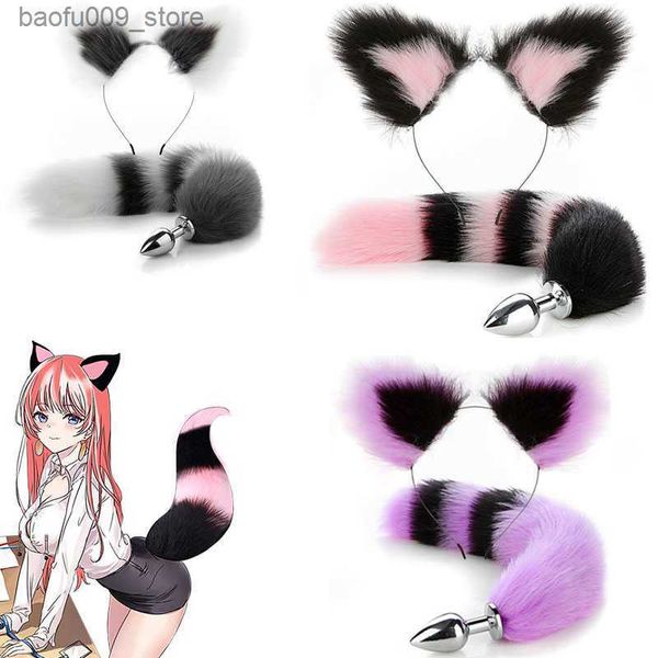 Outros itens de beleza para saúde y Fox Tail Plug Anal Cat Rabbit Ears Headbands 2pcs / Set Feather Tail Plug Estimular ânus Linda pelúcia para casais ual s Q230919