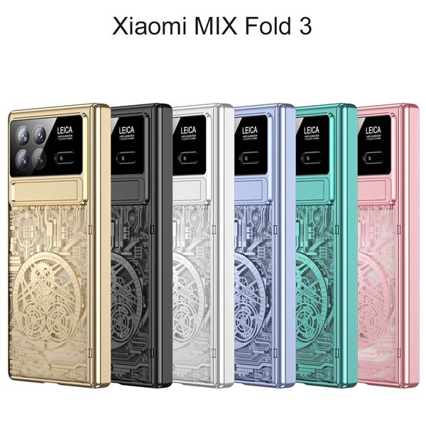 Chapeamento mecânico para xiaomi mix fold 3 caso suporte de filme vidro tela transparente dobradiça proteção capa