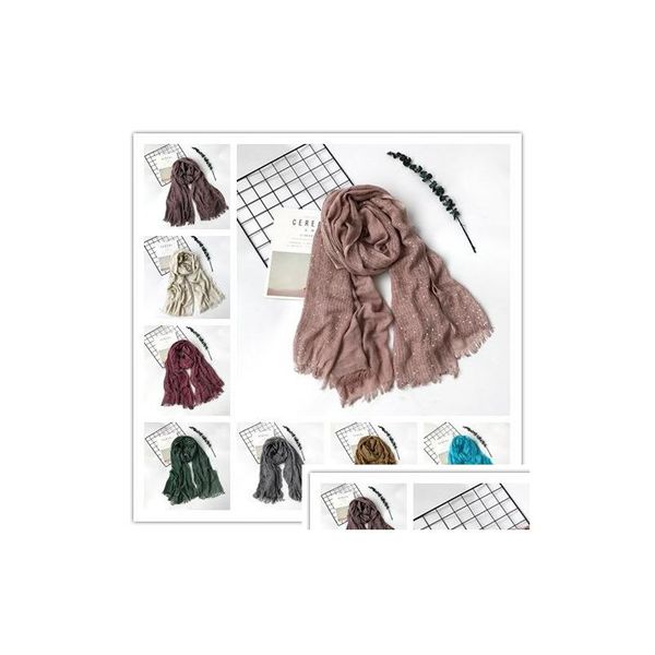 200x100cm sólido mori menina feminino cachecol 9 cores outono inverno pashmina com paillette moda xale quente envoltórios entrega gota dhejx