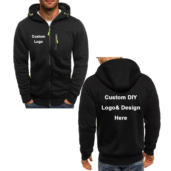 Männer Jacken Neue Ankunft Benutzerdefinierte DIY Text Bild Sport Mantel Hoodies Männer Mode Coole Zipper Jacke Kostüm 230919