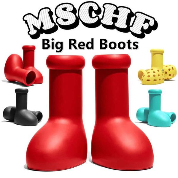 Mschf Astro Boy Große rote Stiefel Regenstiefel Designer Männer Frauen Boot Eve Rubber Reps Overknee Booties Cartoon Schuhe Dicker Boden224z