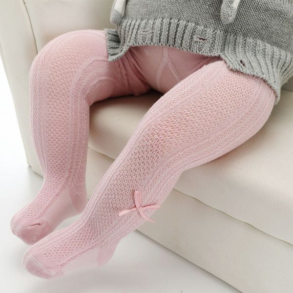 Crianças meias bonito bowknot bebê menina collants outono malha sólida meia-calça algodão macio infantil criança meias 230919