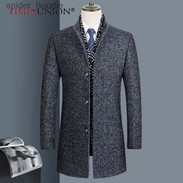 Misturas de lã masculina casaco de lã de inverno casaco de lã homem casaco de ervilha quente mistura de lã jaqueta masculina lã cashmere casaco gola sobretudo l230919