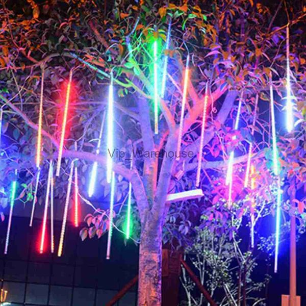 LED dizeleri parti 30cm 50cm 80cm 2835 LED Meteor Tüp Duş Yağmur Işıkları Açık Noel Ağacı Işıkları Beyaz Mavi RGB 10 Tüp/Set HKD230919