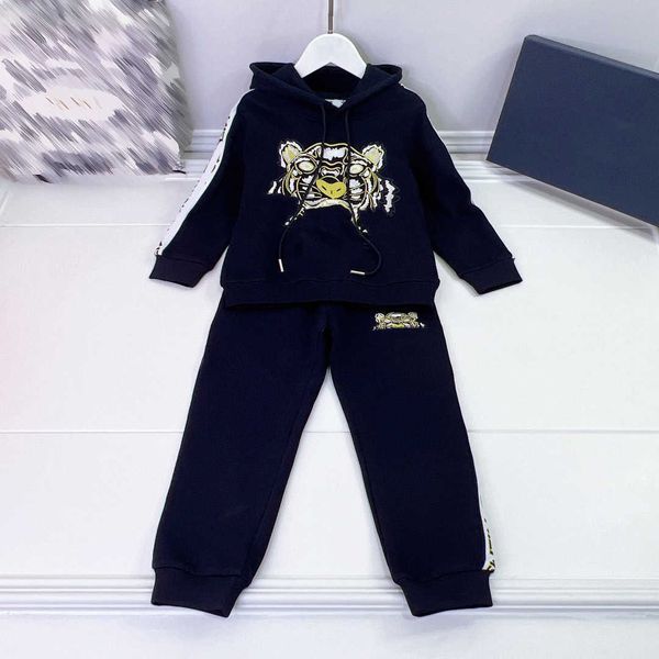 Designer bambini tuta con cappuccio pnats 2 pezzi set tigre ricamo autunno pantaloni della tuta giacca con cappuccio ragazzo ragazza casual capretto logo vestiti di marca manica lunga pantaloni lunghi set