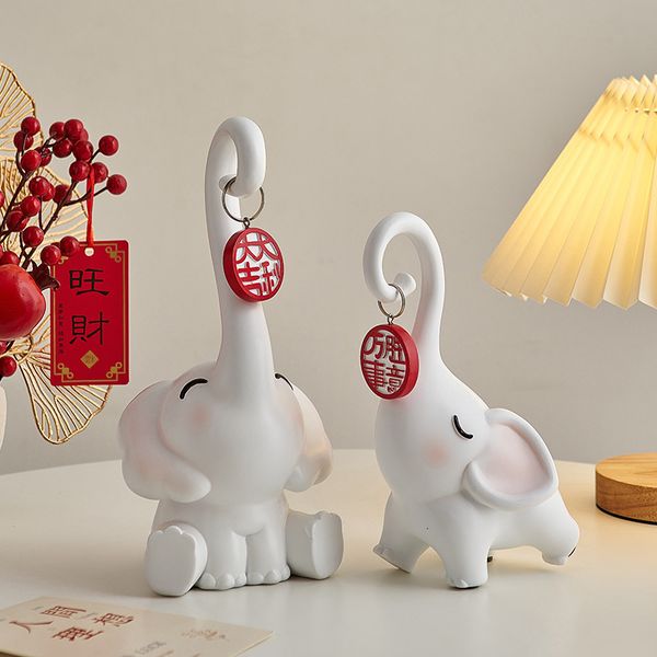 Oggetti decorativi Figurine Regalo di nozze Arte Sculture di elefanti Decorazioni per la casa moderne Statua in resina animale Soggiorno Ornamento 230919