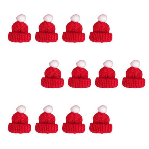 12 Pz Bambini Cofano Cappello da Babbo Natale Natale Mini Creativo Decor Decorazione Tessuto Ornamenti intrecciati Maglia di lana Fai da te Natale Cappelli per bambini 230920