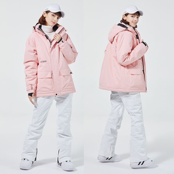 Tute da sci Tuta da sci Inverno Uomo Donna Tinta unita Giacca da neve Caldo antivento addensato Pantaloni da snowboard Impermeabile Set alpino 230918