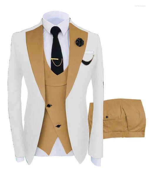 Мужские костюмы, мужское пальто, деловой деловой костюм, облегающий костюм, вечерний жилет, брюки, свадебный пиджак, 3 шт.