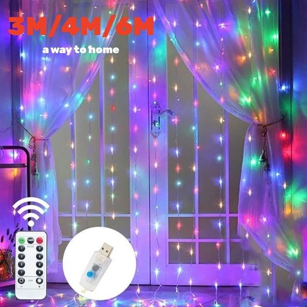 Decorazioni natalizie 346M LED String Lights Decorazione Telecomando USB Ghirlanda di nozze Tenda Camera da letto Lampadine Fata 230919