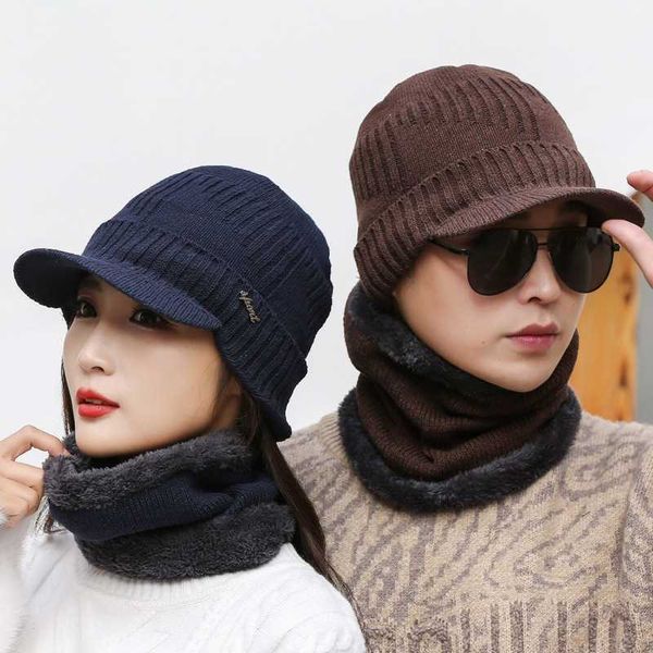 Çember Döngü Eşarp ve Örme Moda Şapkası Seti Elastik Sıcak Peluş Boyun Sargısı Sıcak Kış Kayma Pateni Kadınlar İçin Giyen Erkekler 230920