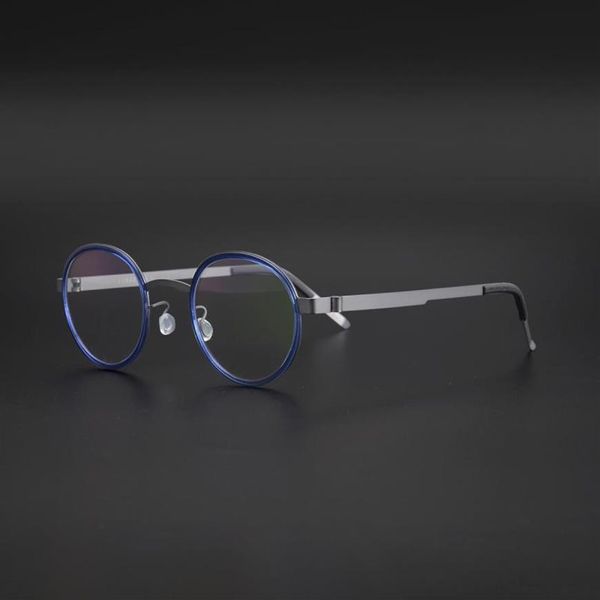 Montature per occhiali rotondi vintage in acetato di titanio senza viti Uomo Donna Miopia Occhiali da vista ottici Retro Circle Eyewear Fas259f